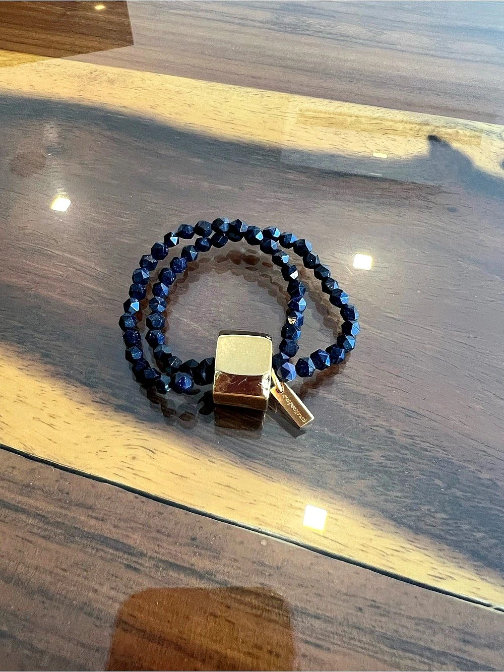 Black Faceted Beaded Double Strand Bracelet